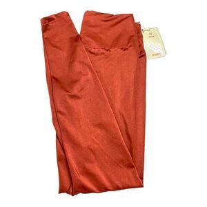MAAGI Women's Leggings High Waist Full Length Rust Red Shimmer Medium NEW